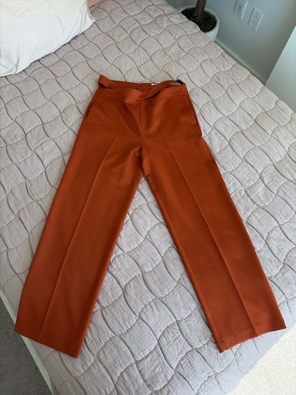Walter Baker Women's Rust Orange Wide Leg Tailored Trousers Size 12